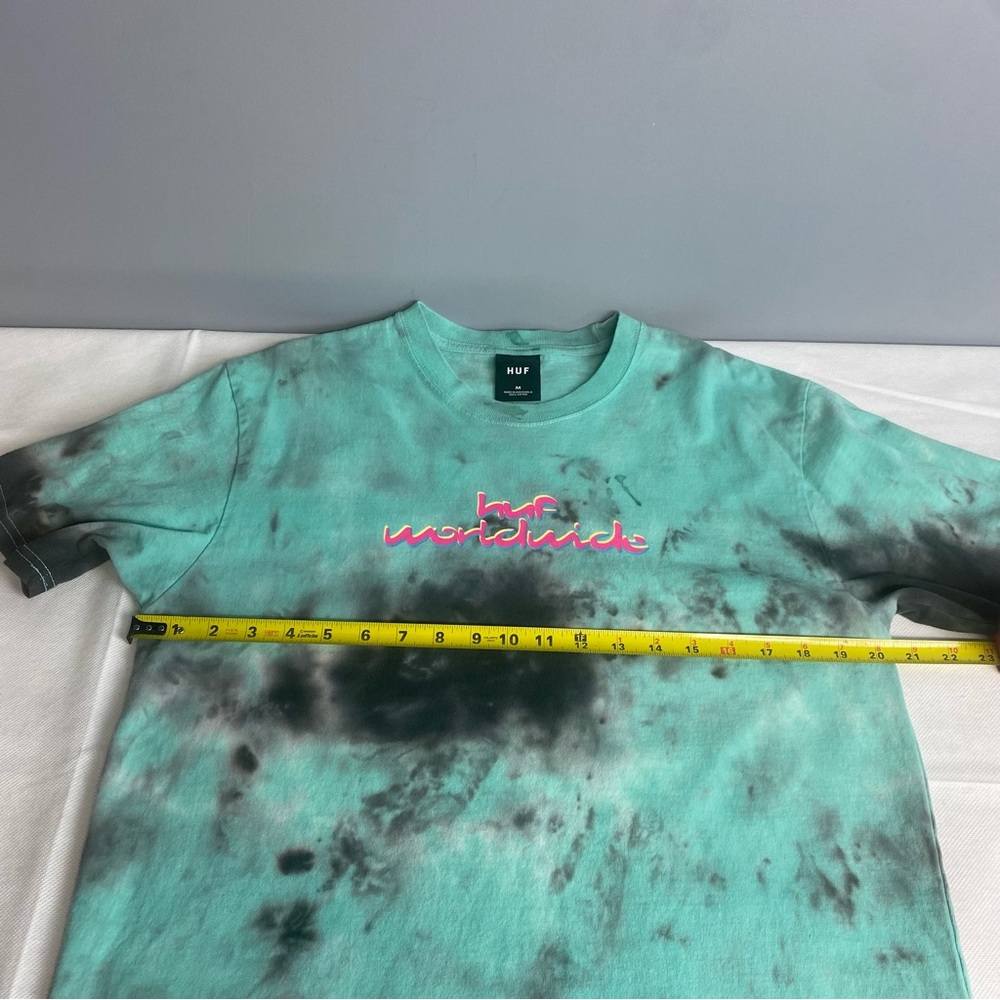 HUF Teal Tie-Dye Short Sleeve Tee with Pink Logo - Picture 10 of 14